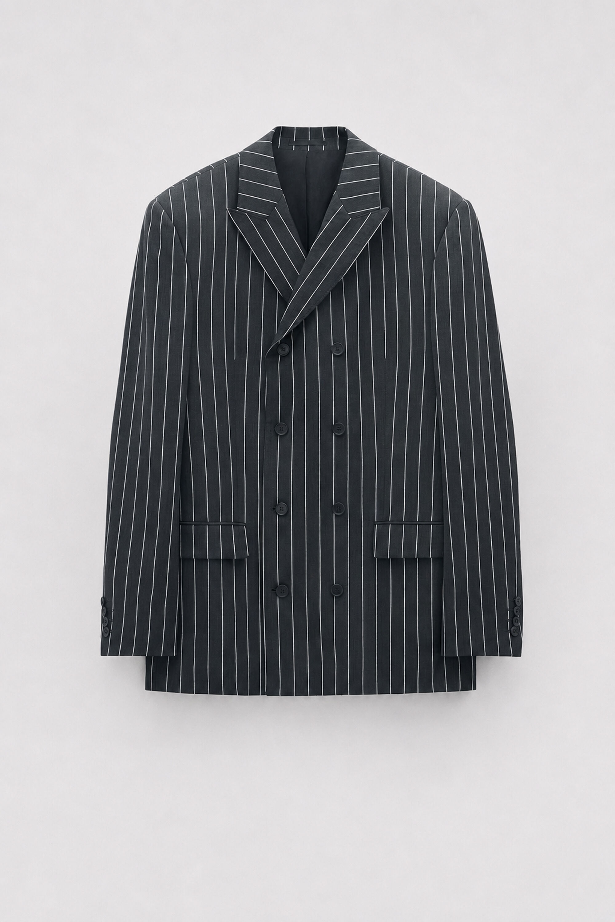 Double Breasted Pinstripe Blaz - Anthracite/White Pinstripe